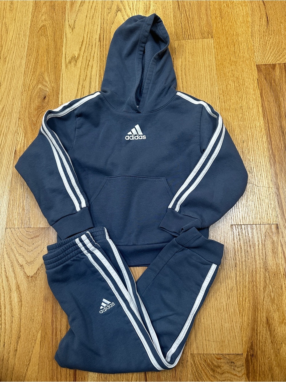 adidas Navy & White Kids Hoodie and Joggers Set